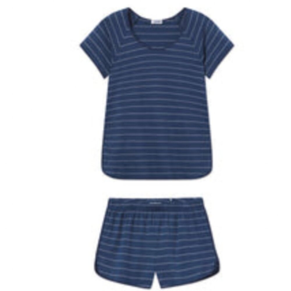 LAKE Pajamas Pima Shorts Set in Navy Boating Stripe | Size XXS | Like New!